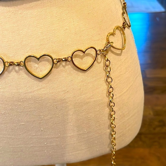 Heart chain Link Belt Adjustable Gold Tone. Hearts Love Boho Hippi Love Romance - Picture 4 of 12